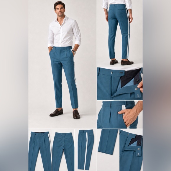 ASOS Other - ASOS Men’s Dress Pants Teal Side Stripe Slim Fit 34x30 NWT